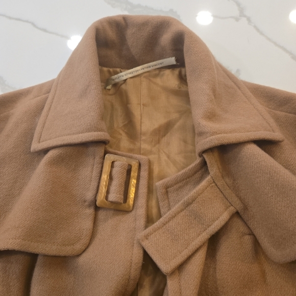 Twelfth Street Wool Cape Arm Holes Collared Mid Length Tan Brown Size Small USA - Picture 9 of 14